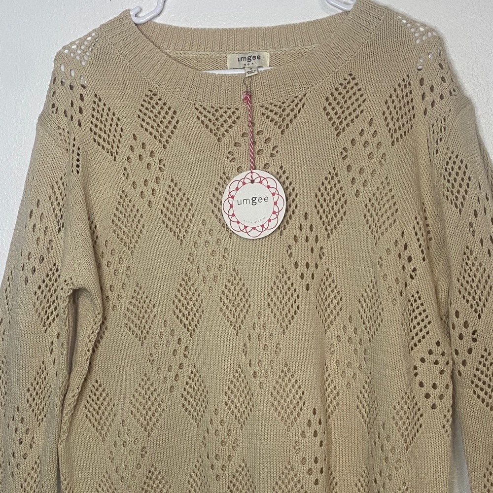 Umgee Beige Diamond Knit Sweater - Picture 3 of 13